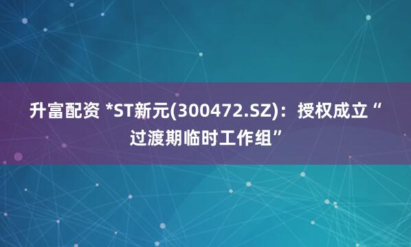 升富配资 *ST新元(300472.SZ)：授权成立“过渡期临时工作组”