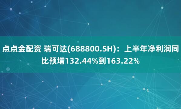 点点金配资 瑞可达(688800.SH)：上半年净利润同比预增132.44%到163.22%